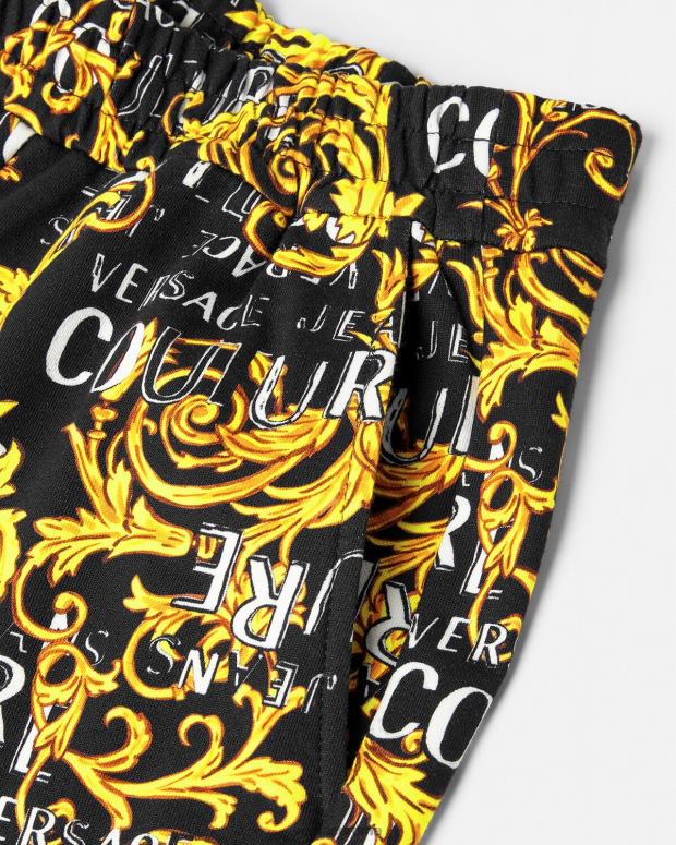 esso Versace donne pantaloni della tuta couture con logo oro nero JT08Z2238 vestiario