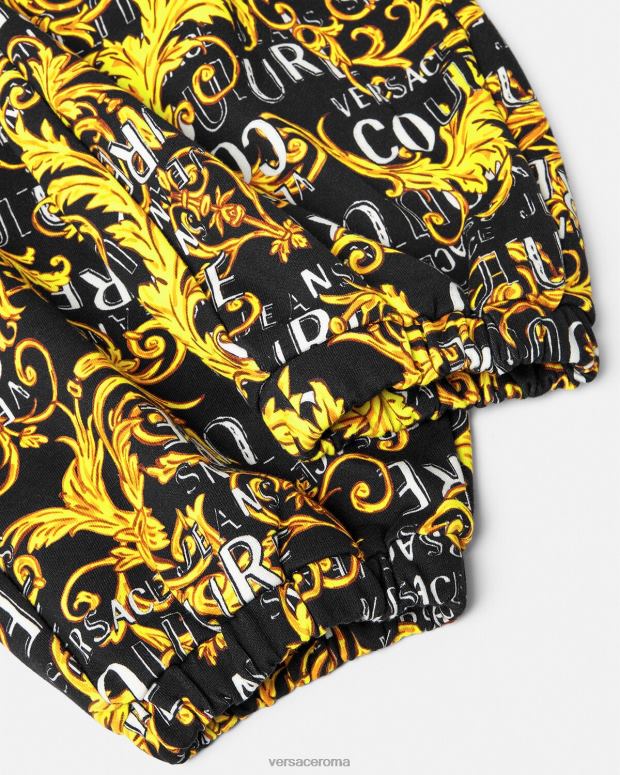 esso Versace donne pantaloni della tuta couture con logo oro nero JT08Z2238 vestiario