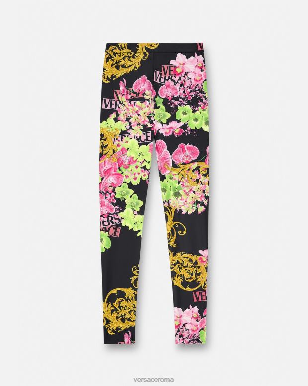 esso Versace donne leggings con orchidea medusa nero e stampa JT08Z221 vestiario