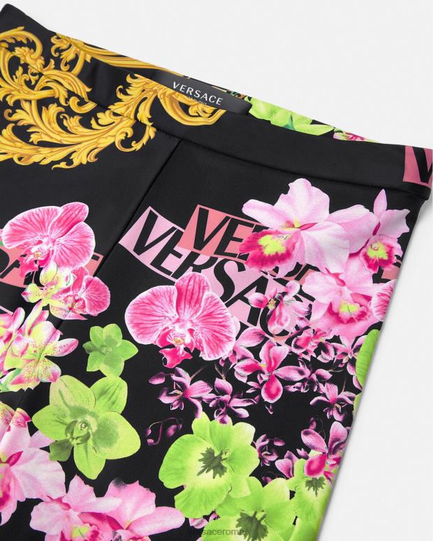 esso Versace donne leggings con orchidea medusa nero e stampa JT08Z221 vestiario
