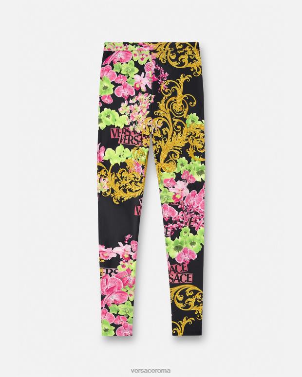 esso Versace donne leggings con orchidea medusa nero e stampa JT08Z221 vestiario