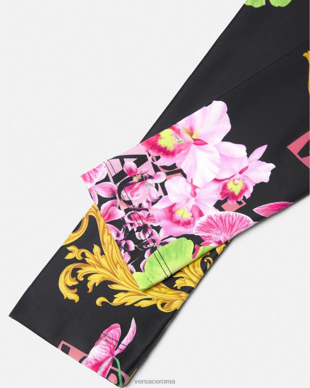 esso Versace donne leggings con orchidea medusa nero e stampa JT08Z221 vestiario