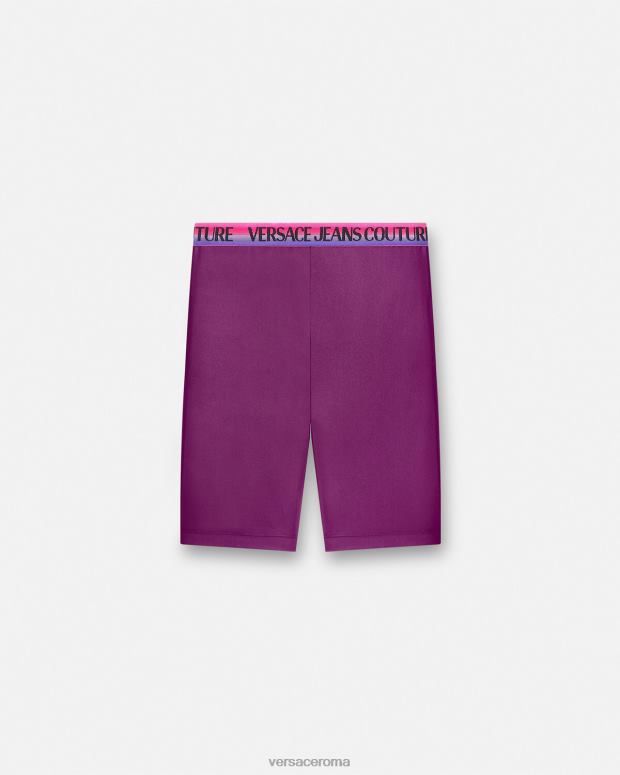 esso Versace donne pantaloncini da bicicletta con logo Viola JT08Z2242 vestiario