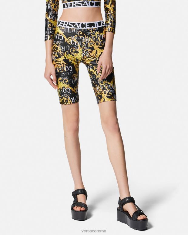 esso Versace donne pantaloncini da bicicletta con logo couture un colore JT08Z2239 vestiario