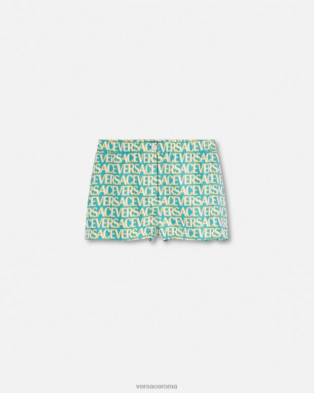 esso Versace donne pantaloncini di seta all-over stampa JT08Z191 vestiario