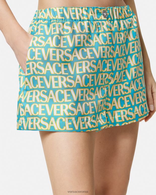 esso Versace donne pantaloncini di seta all-over stampa JT08Z191 vestiario