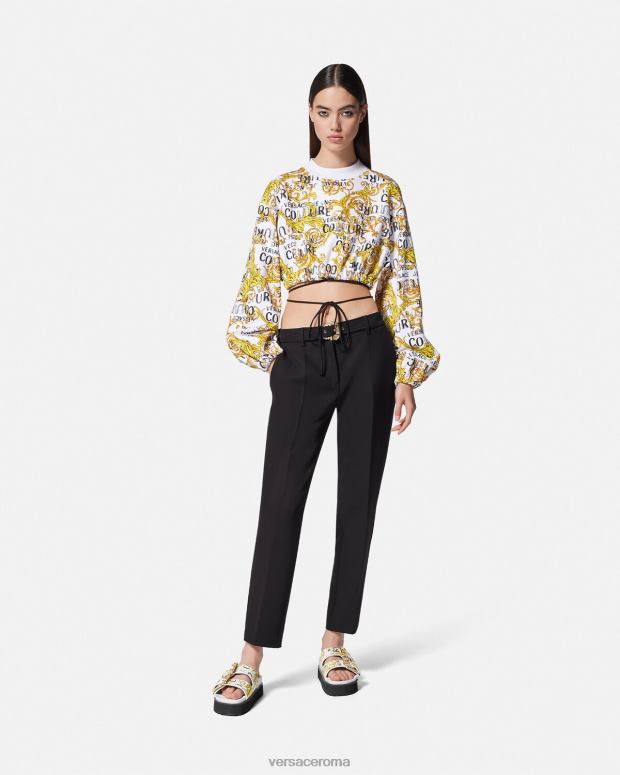 esso Versace donne pantaloni con fibbia barocca nero JT08Z2150 vestiario
