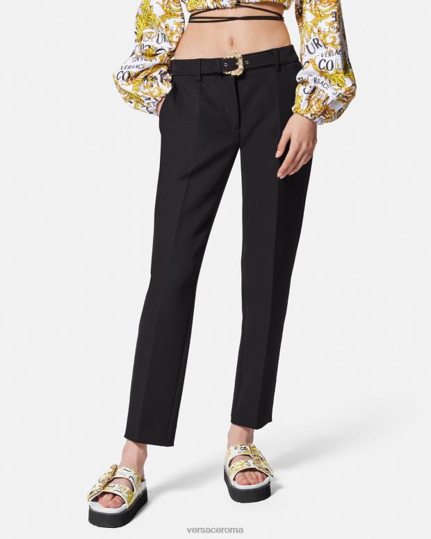 esso Versace donne pantaloni con fibbia barocca nero JT08Z2150 vestiario