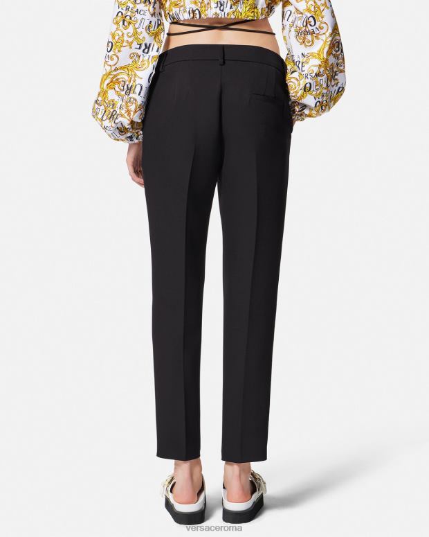 esso Versace donne pantaloni con fibbia barocca nero JT08Z2150 vestiario