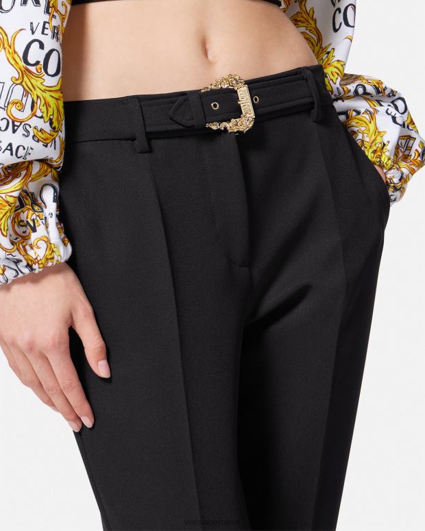 esso Versace donne pantaloni con fibbia barocca nero JT08Z2150 vestiario