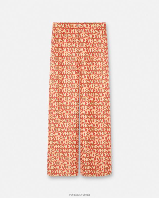 esso Versace donne pantaloni di seta all-over stampa JT08Z192 vestiario