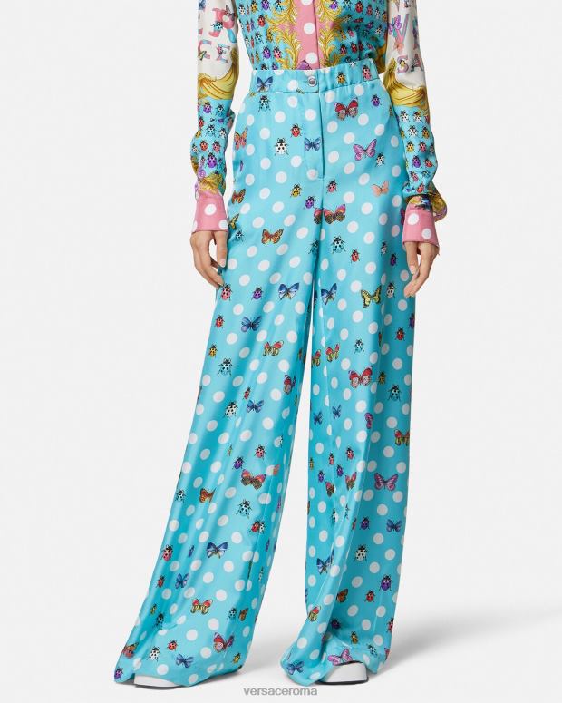 esso Versace donne pantaloni di seta con farfalle stampa JT08Z196 vestiario