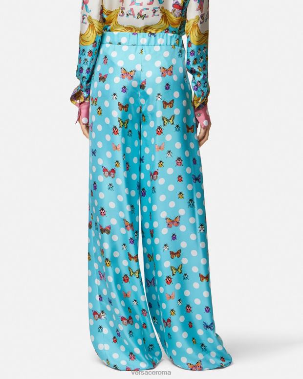 esso Versace donne pantaloni di seta con farfalle stampa JT08Z196 vestiario