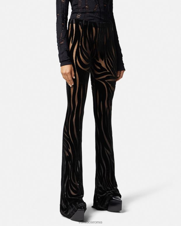 esso Versace donne pantaloni di velluto zebrato nero JT08Z222 vestiario