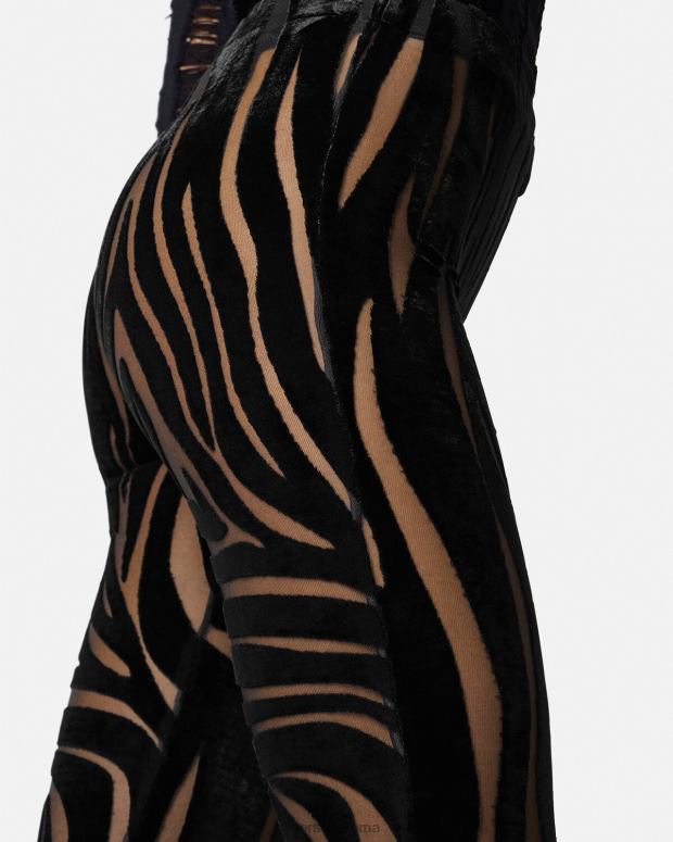esso Versace donne pantaloni di velluto zebrato nero JT08Z222 vestiario