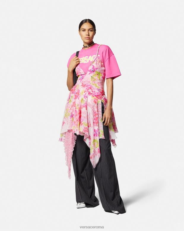 esso Versace donne pantaloni gessati a gamba larga nero JT08Z123 vestiario