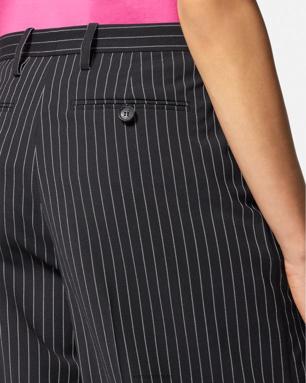 esso Versace donne pantaloni gessati a gamba larga nero JT08Z123 vestiario
