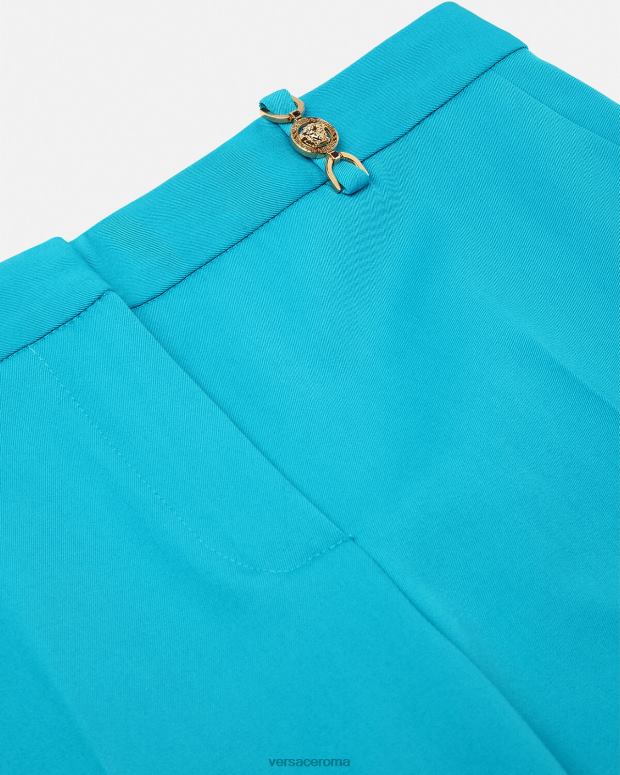 esso Versace donne pantaloni sartoriali svasati azzurro JT08Z124 vestiario