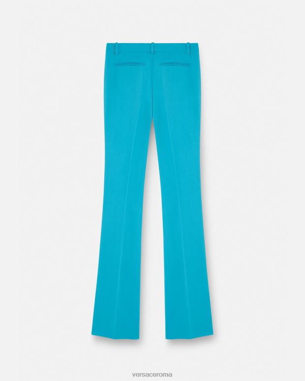 esso Versace donne pantaloni sartoriali svasati azzurro JT08Z124 vestiario