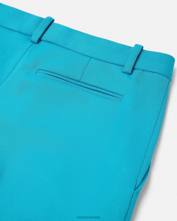 esso Versace donne pantaloni sartoriali svasati azzurro JT08Z124 vestiario