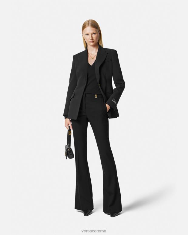 esso Versace donne pantaloni sartoriali svasati nero JT08Z119 vestiario