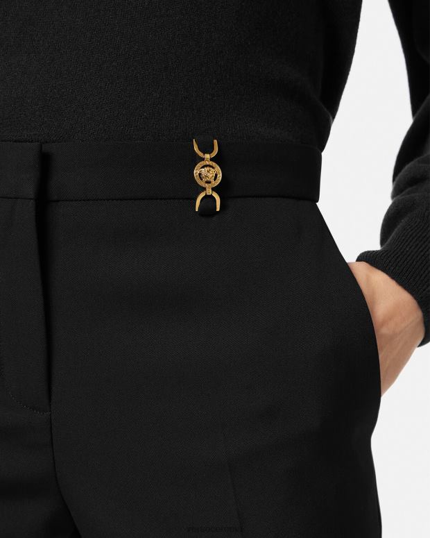 esso Versace donne pantaloni sartoriali svasati nero JT08Z119 vestiario