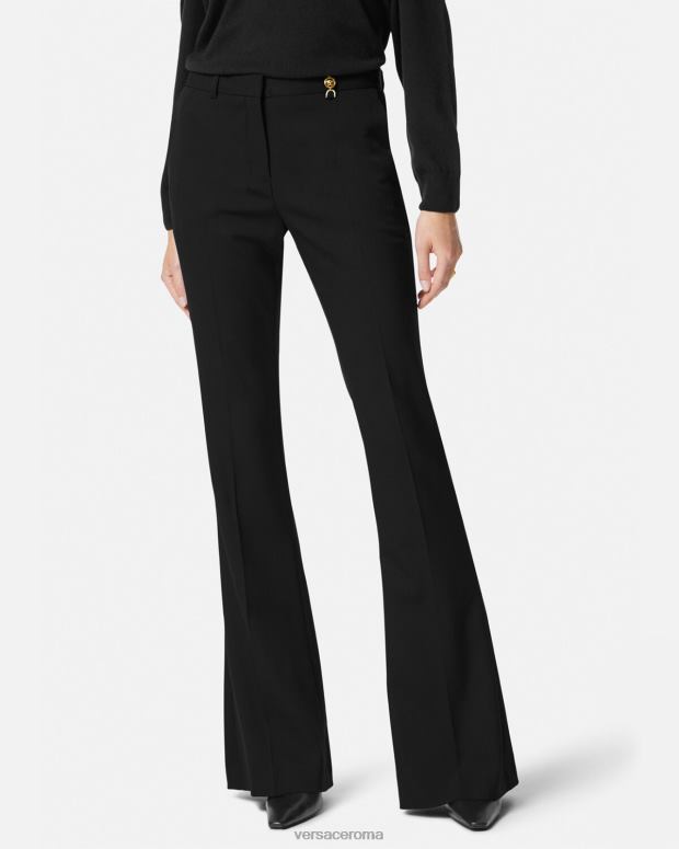 esso Versace donne pantaloni sartoriali svasati nero JT08Z119 vestiario