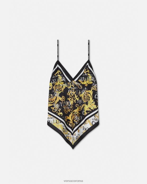 esso Versace donne parte superiore del foulard con logo couture oro nero JT08Z2206 vestiario