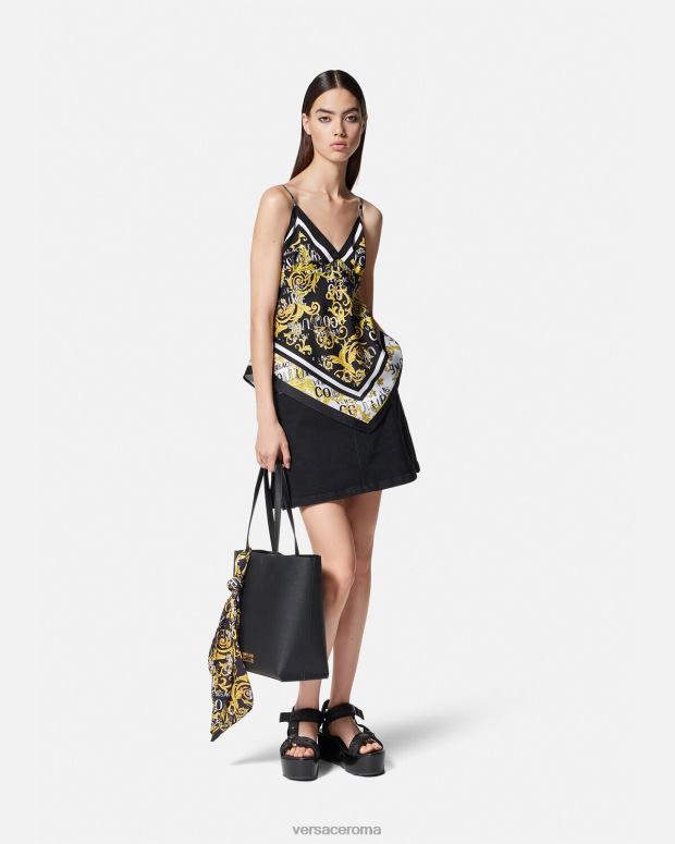 esso Versace donne parte superiore del foulard con logo couture oro nero JT08Z2206 vestiario
