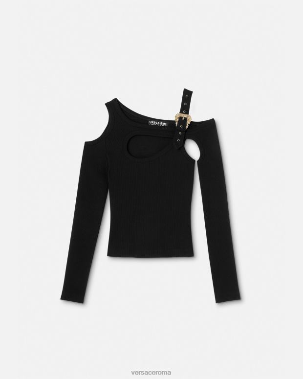 esso Versace donne parte superiore ritagliata con fibbia barocca nero JT08Z2147 vestiario