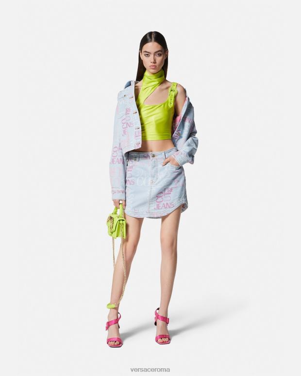 esso Versace donne top corto con fibbia barocca lime JT08Z2217 vestiario