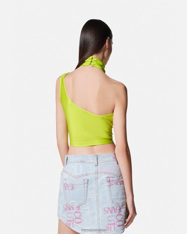 esso Versace donne top corto con fibbia barocca lime JT08Z2217 vestiario
