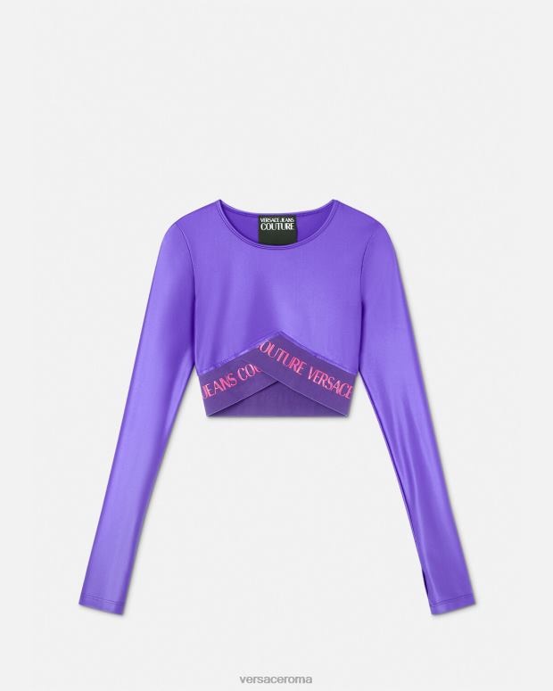 esso Versace donne top corto con logo Viola JT08Z2215 vestiario