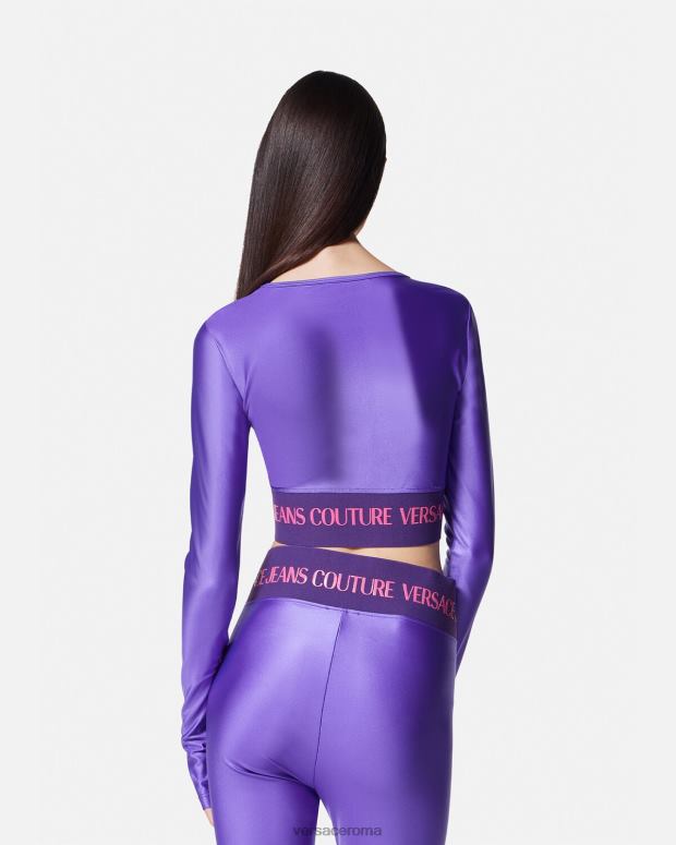 esso Versace donne top corto con logo Viola JT08Z2215 vestiario