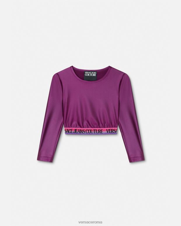 esso Versace donne top corto con logo Viola JT08Z2216 vestiario