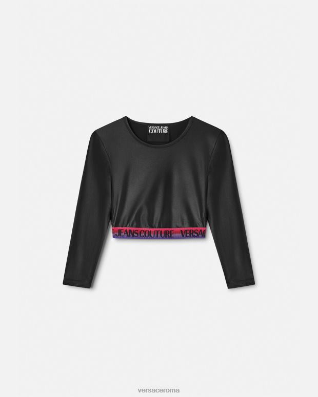 esso Versace donne top corto con logo nero JT08Z2146 vestiario