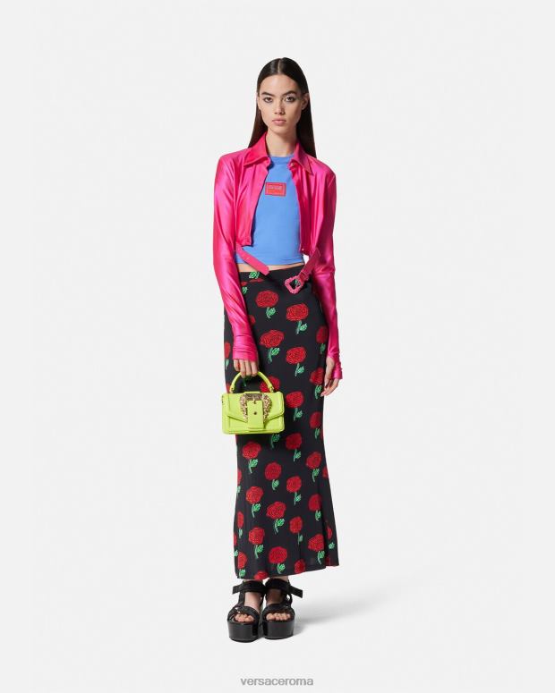 esso Versace donne camicia corta con fibbia barocca fucsia JT08Z2218 vestiario