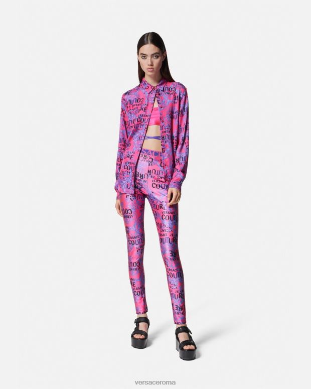 esso Versace donne camicia couture con logo fucsia JT08Z2203 vestiario