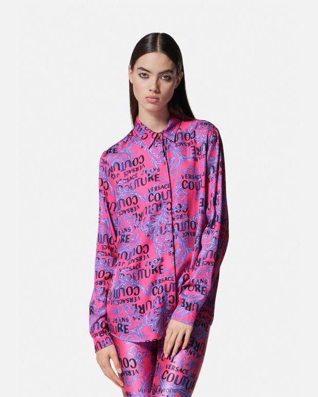 esso Versace donne camicia couture con logo fucsia JT08Z2203 vestiario