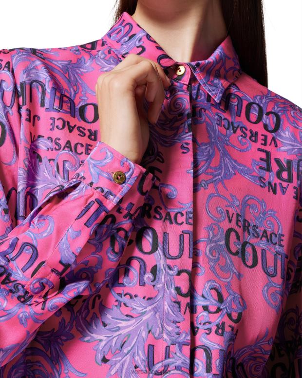 esso Versace donne camicia couture con logo fucsia JT08Z2203 vestiario