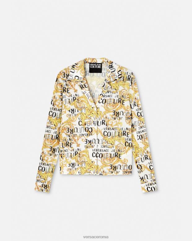 esso Versace donne camicia couture con logo oro e bianco JT08Z2201 vestiario