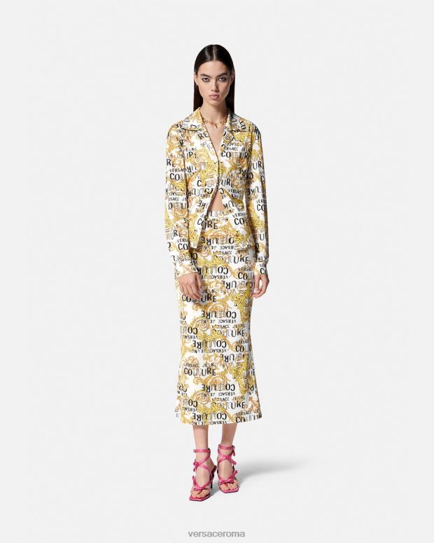 esso Versace donne camicia couture con logo oro e bianco JT08Z2201 vestiario