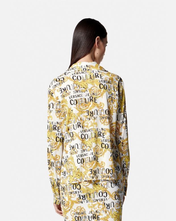esso Versace donne camicia couture con logo oro e bianco JT08Z2201 vestiario