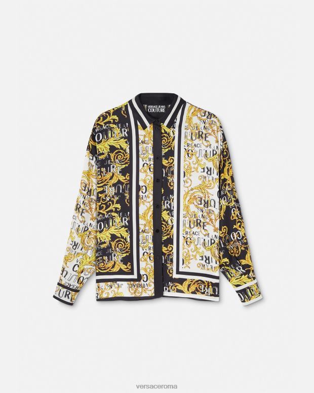 esso Versace donne camicia couture con logo oro nero JT08Z2202 vestiario