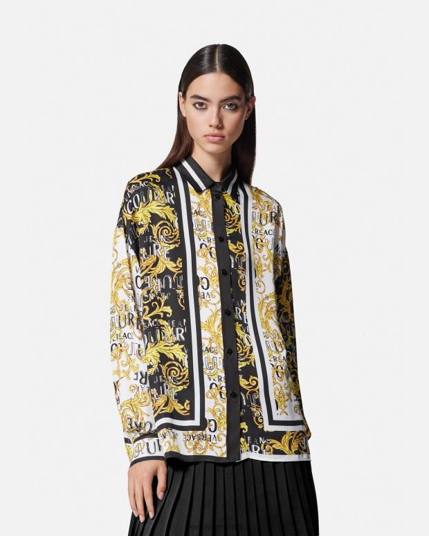 esso Versace donne camicia couture con logo oro nero JT08Z2202 vestiario