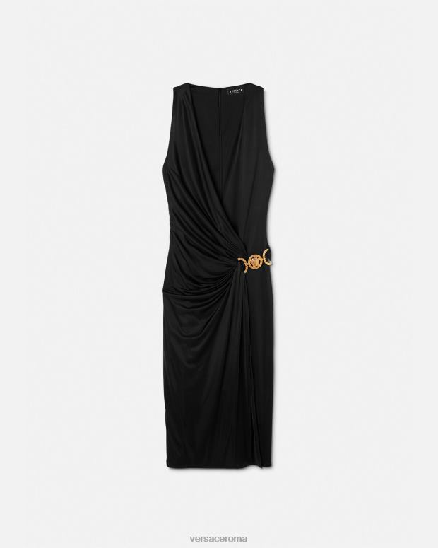 esso Versace donne Abito midi con Medusa del '95 nero JT08Z29 vestiario