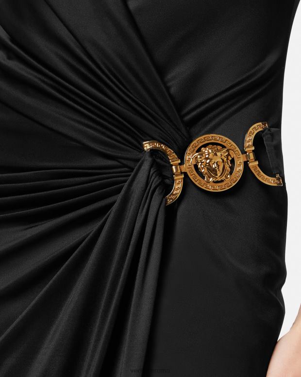 esso Versace donne Abito midi con Medusa del '95 nero JT08Z29 vestiario