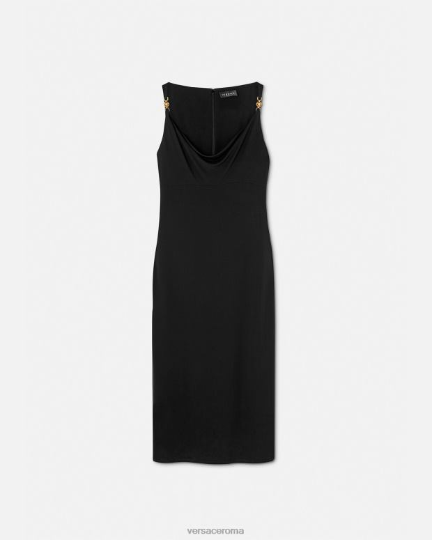 esso Versace donne Abito midi con Medusa del '95 nero JT08Z40 vestiario