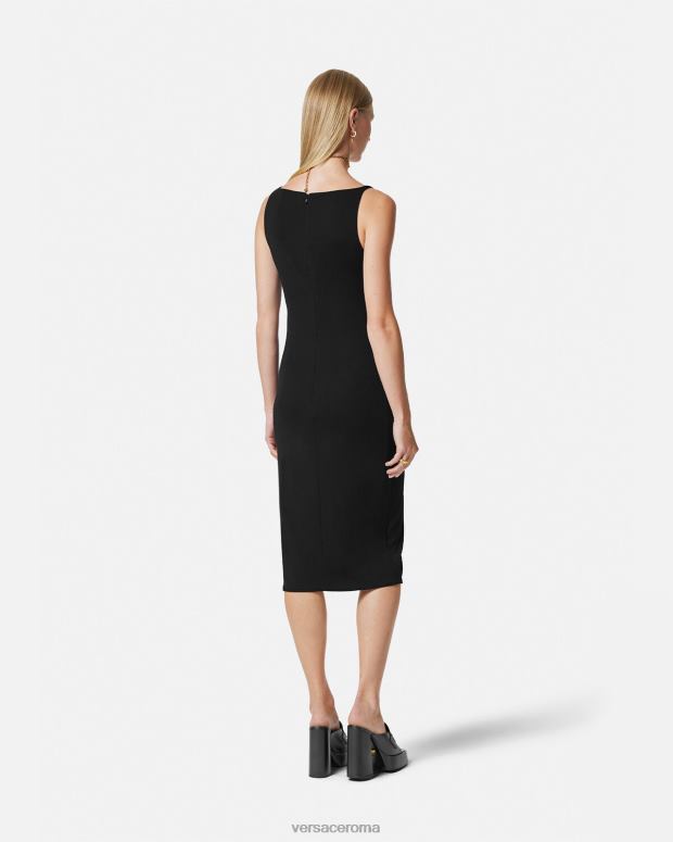 esso Versace donne Abito midi con Medusa del '95 nero JT08Z40 vestiario