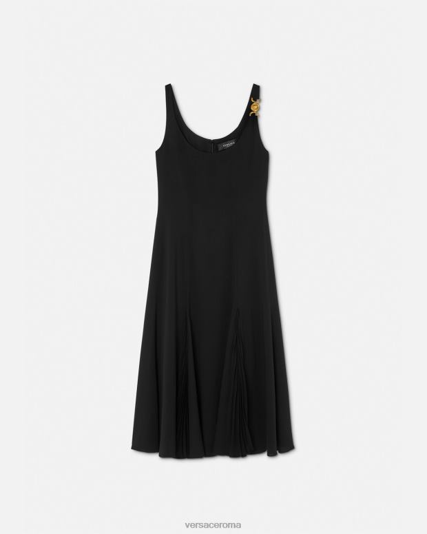 esso Versace donne Abito midi con Medusa del '95 nero JT08Z41 vestiario